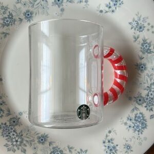 Starbucks candy cane 2020 glass mug holiday Christmas coffee